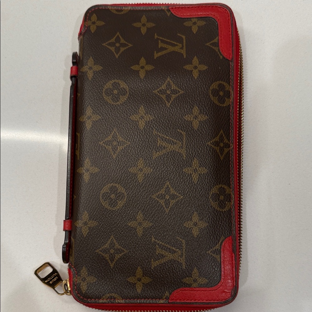 Louis Vuitton Brown and Red Monogram Wallet